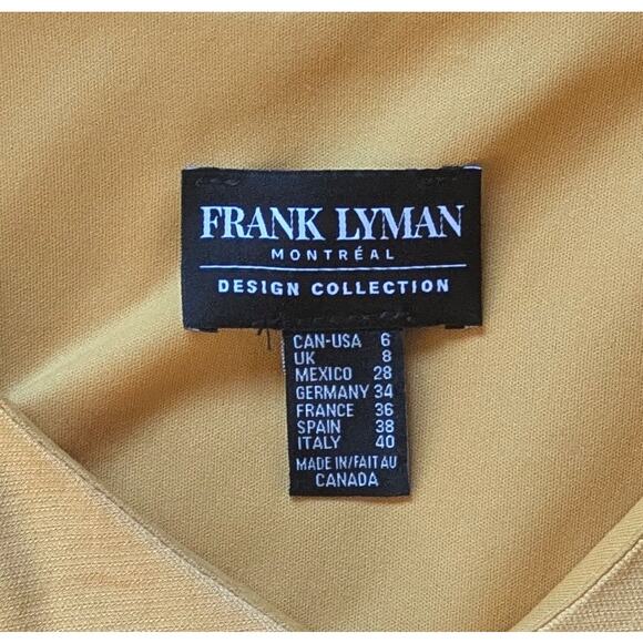 Frank Lyman Shift Dress Size 6 Yellow Sleeveless Tie Pockets Preppy Woven - Picture 8 of 9